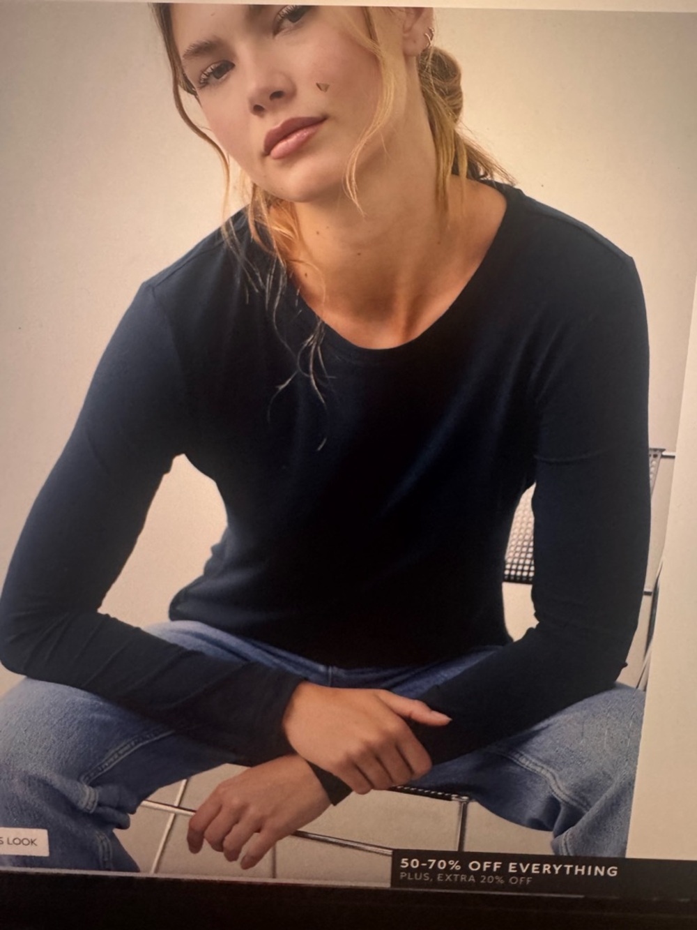 Banana Republic Women's Long-Sleeve Crewneck Top - Black